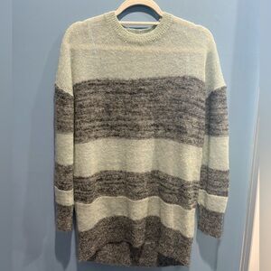 Reiss Mint Green and Gray Striped Sweater